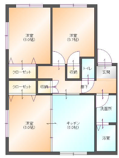 山崎マンション5階(間取り